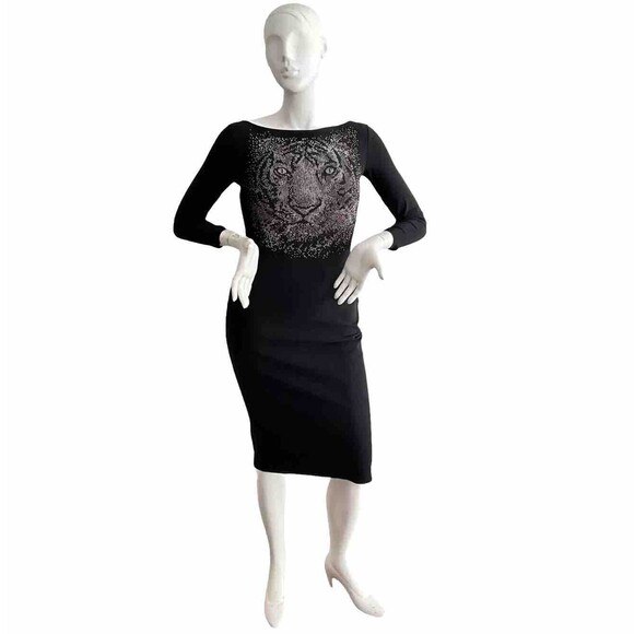Chiara Boni La Petite Robe Ingela Jewel - Tiger Dress Black 48 - Picture 1 of 11